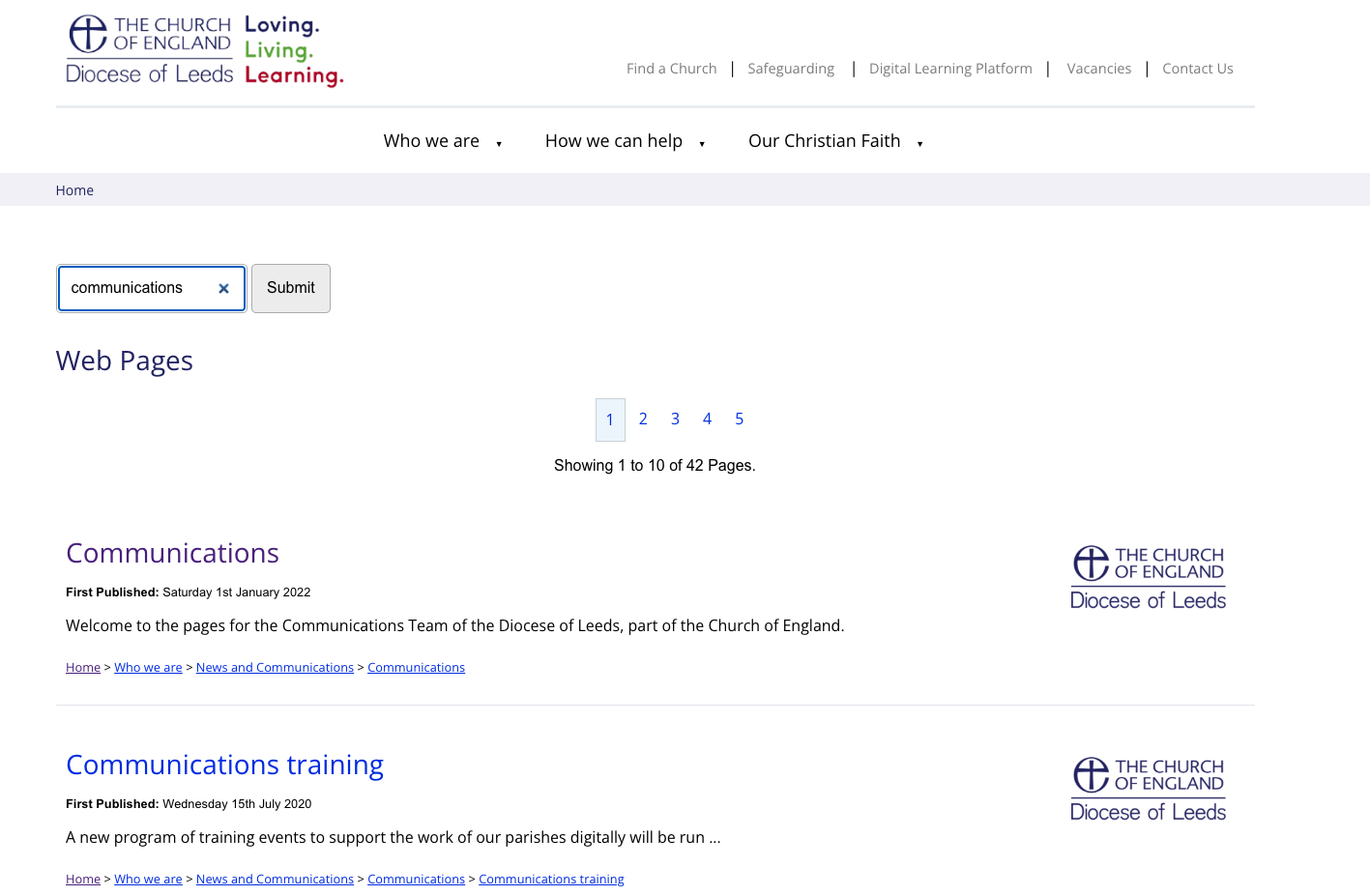 Screenshot of searches